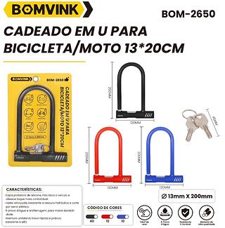 CADEADO EM U PARA BICICLETA/MOTO 13*20CM