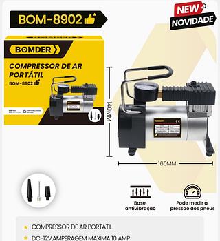 Compressor De Ar Mini A Bateria Portátil Bm-ax101 Prata