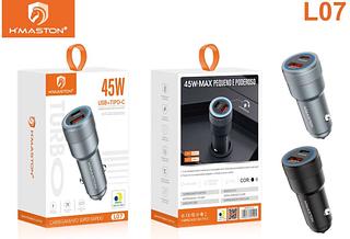 Fonte Carregador carro USB + Tipo-c 45W Hmaston