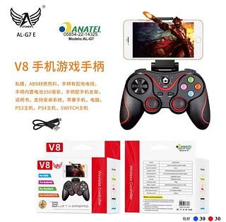 Controle Joystick V8 Android Celular Pc Gamepad Sem Fio Cor Preto-joy-v8