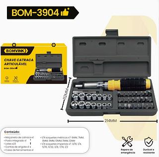 Kit Chaves Jogo Catraca Reversível Soquetes 41 Peças Maleta