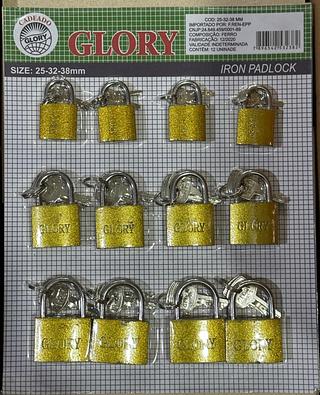 25-32-38mm Cartela Com 12 Cadeado Importado