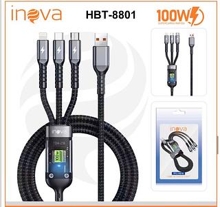 ￼Cabo De Carregamento Rápido Para Fones De Ouvido , Fio USB 100W 10A , Dados 3 Em 1 Celular