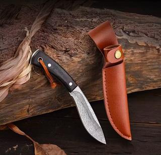 Faca Fulltang Nepal Cabo Madeira+bainha De Couro 17.5cm