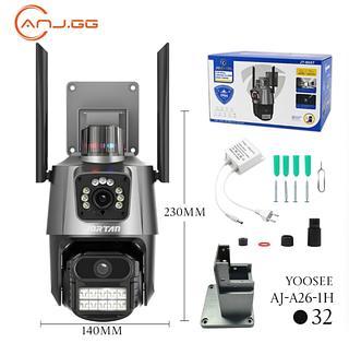 ￼Câmera de vigilância externa Wi-Fi com lente dupla IP66 360° 4K 6MP, sirene à prova d'água