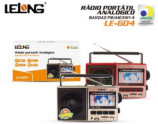 Radio Retro Lelong Le-604 Am/fm Usb Cartao Sd Recarregavel Bluetooth