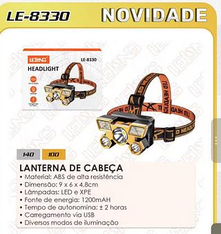 lanterna cabesa led racarregavel lelong