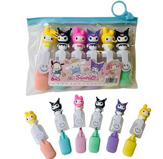 Kit marca Kuromi caneta de papelaria fofa kawaii 6 cores caneta