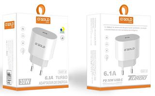 Carregador USB-C 6.1A Turbo PD 30W a`GOLD