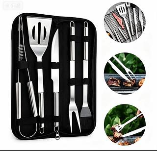 Kit Churrasco Utensílios Aço Inox Faca Garfo 5 Peças