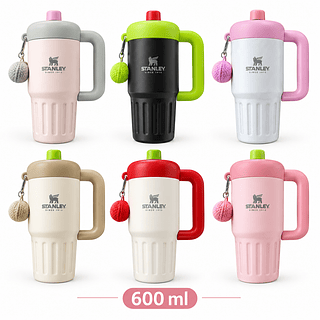 ￼Garrafa Copo Térmico Inox 600ml Colorido Tampa Vedada Alça Pingente Portátil