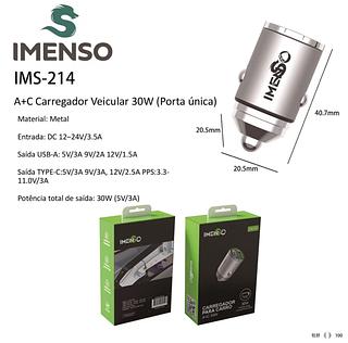 Carregador Veicular Imenso Original Ims214 30w Quick Charge Turbo