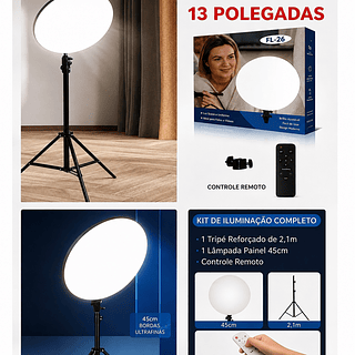 Luz de Painel Redonda de RGB 13Polegadas para Fotografia, Transmissão ao Vivo, Publicidade, Iluminação Criativa
