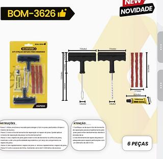 Kit Reparo De Pneu Sem Câmera Furado Carro Moto Bike 6 Peças - Idea