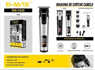 ￼Máquina De Cortar Cabelo Cortador Barbeador Aparador Profissional Acabamento Barba 8 Peças Elétrico