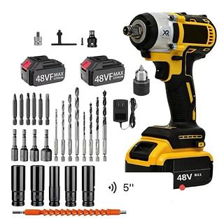 Chave de Impacto 48V Sem Fio Profissional com 2 Baterias de Lítio Parafusadeira Furadeira Bivolt Alta Potência