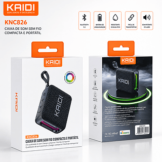 Caixa de Som Caixinha Kaidi KNC826 Bluetooth Sem Fio Portatil