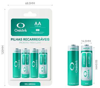 Pilha Bateri knup AA 2700 Mah C/4 Mox Recarregável —pelo knup