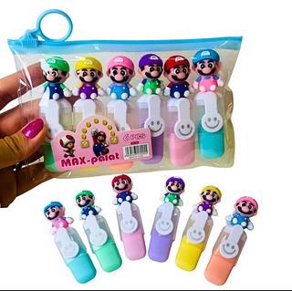 Kit marca Super Mario 6 cores papelaria fofa kawaii caneta