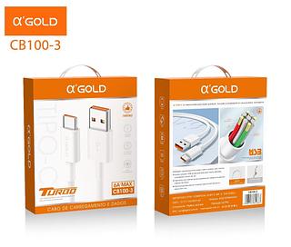 CABO DE CARGA RÁPIDA TURBO POWER USB PARA type-c 1 M METROS AGOLD