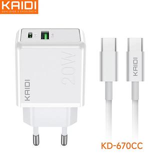 Kaidi Kd-670cc Carregador Turbo Carga Rápida Tipo-c Entrada Pd Usb-c