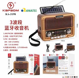 Rádio AM/FM USB Bluetooth C/Placa Solar KAPBOM
