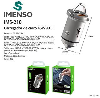 ￼Carregador Veicular Imenso Original Ims210 45w Quick Charge Turbo