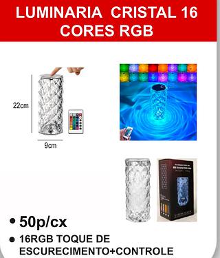 ￼Luminária Candeeiro Lâmpada De Mesa De Cristal 16Cores Touch Ajustável Carregador USB