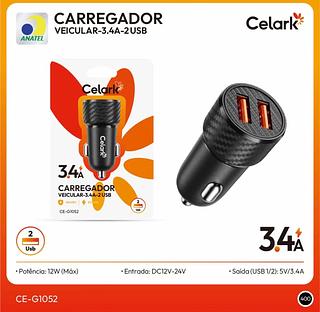 Fonte Veicular 2USB 3.4A ANATEL