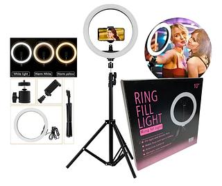 Luz De Preenchimento Ao Vivo Anel De Luz Led 10Pol com2.1M tripe Ring Ligh