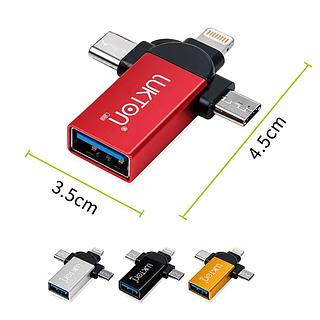 ￼Adaptador OTG Lightning e USB-C 3 em 1 para Celular Tablet Android e iPhone