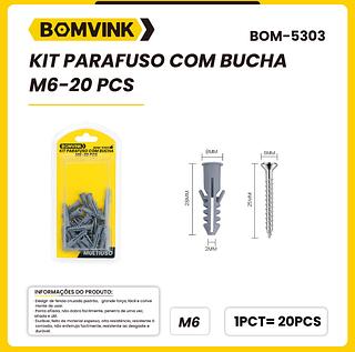 KIT PARAFUSO COM BUCHA M6-20 PCS