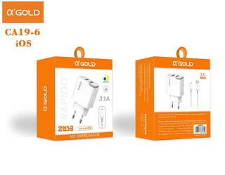 carrecador celula AGOLD 3.1a 2usb para iphone