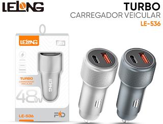 ￼Carregador Veicular Turbo Fast Charger Pd 48w Duplo Usb-c