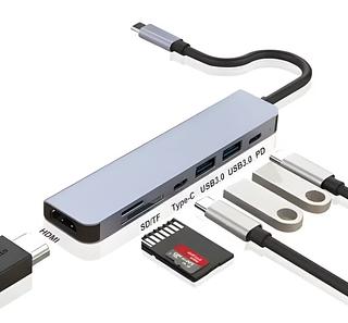 ￼Adaptador Multifuncional Tipo-C 7 Em 1 Celular e Notebook hub 3.0