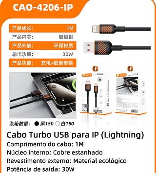 Cabo Turbo USB Prara iPhone 1M 30W