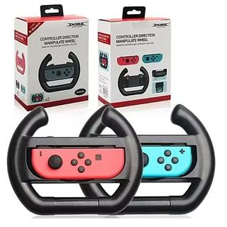 ￼Par Volante N Switch Controle Joy con Grip Dobe Joycons Preto