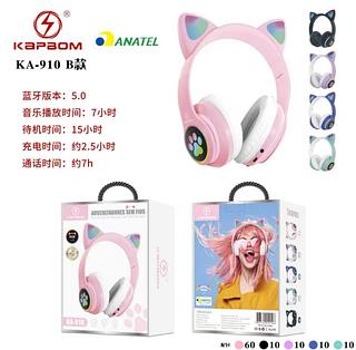 ￼Fone De Ouvido Bluetooth Orelha Gatinho Infantil Led Sem Fio