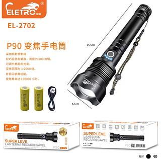 Lanterna tática led T9 P90 Grande forte recarregável zoom bateria