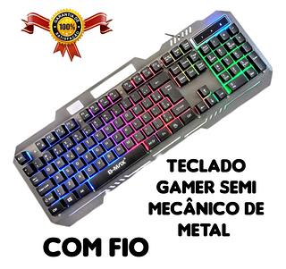 Teclado Gamer Semimecânico Rgb Led Retroiluminado Computador