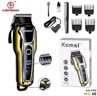 Maquina De Cortar Cabelo Sem Fio Turbo Profissional Kemei