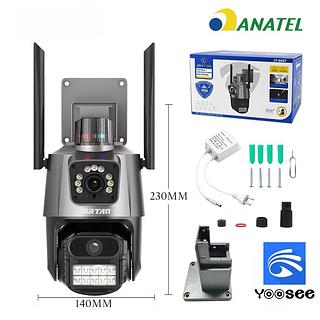 ￼Câmera de vigilância externa Wi-Fi com lente dupla IP66 360° 4K 6MP, sirene à prova d'água