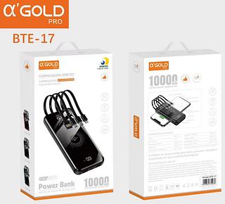 Carregador Bateria Power Bank Com 4 CaboS 10000mah A'Gold BTE-17 Portátil
