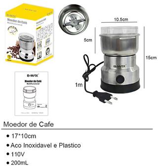 Mini Moedor De Café Grão Sementes Elétrico Inox Portátil 110V