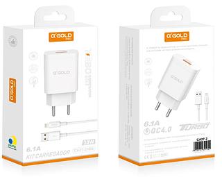Carregador Turbo 30w 6,1a + Com Cabo Usb iPhone - A'gold