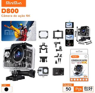 Câmera De Ação Filmadora Esportes 4k Mergulho Trilha Moto Cor Preto