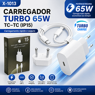 Carregador 65W Cabo Para iPhone 15（ TipoC para Tipo C 1:1）