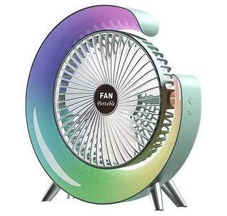 ￼ Ventilador Abajur De Mesa Portatil Com Luminária Formato G Led RGB Cor Aleatória