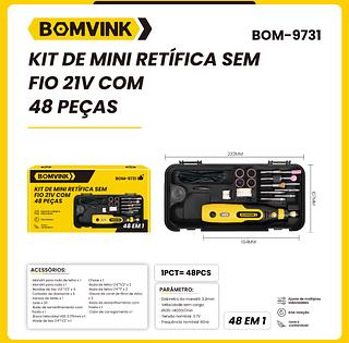 KIT DE MINI RETFICA SEM FIO 21V COM48 PEAS