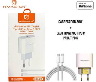 Carregador iphone15 typec para typec 30w hmaston CB23